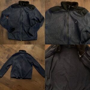 Nautica fleece jacket coat boys 14/16 Nautica full zip pockets blue
